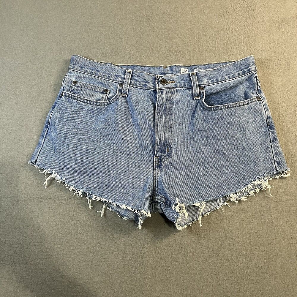 George Regular Medium Wash Cut Off Denim Jeans Shorts Festival Womens Size 34